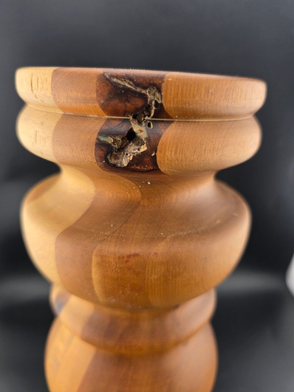 Handmade Turned Solid Wood Candle Holder 10" Tall Heavy - Picture 7 of 11